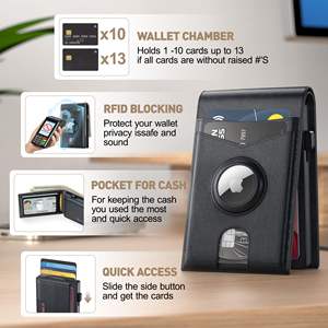 Oferta Cartera Inteligente de Cuero Genuino con Rastreador AirTag y RFID, Tarjetero Metálico de Aluminio Magnético Desmontable y Desplegable para Tarjetas de Crédito e Identificación - Product Image 4