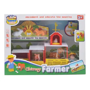 2021 Neues Design Lernspiel zeug Nutztiere Figuren Spielset & Scheunen hauszaun, Milch station, inklusive Landwirte, Schwein, Kuh henne & Schaf