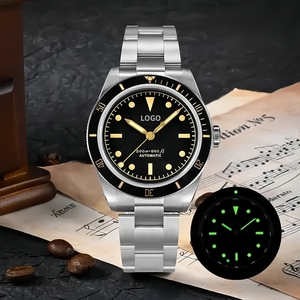 OEM DOM Montres automatiques de plongée rétro avec logo personnalisé Montre-bracelet pour homme avec revêtement AR lumineux en saphir Lunette bidirectionnelle en céramique - Product Image 2