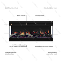 Chimenea Eléctrica Moderna CRUISE de 640 mm con Pantalla LCD Virtual Lineal 3D, Calefacción Electrónica, Sincronización de Llama de Madera, para Hogar y Hotel