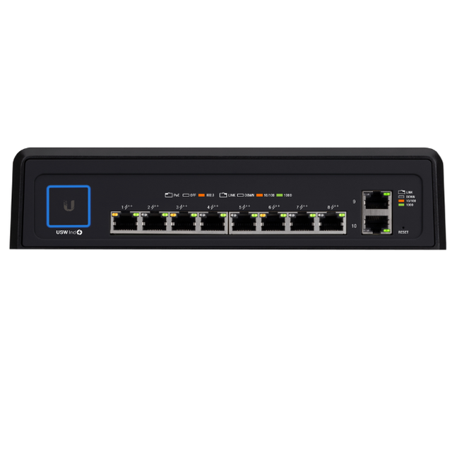 UBNT USW-Industrial 8 Ports Industrial Grade Layer 2 Gigabit POE Switch 802.3bt PoE++ Standard