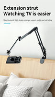 Support de téléphone et tablette réglable en métal, à fixer sur bureau ou lit, rotatif à 360°, pliable, pour appareils de 4,7 à 10,2 pouces