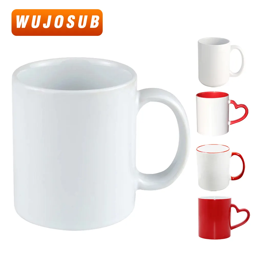 WUJO 11oz AAA Grade Sublimation Blanks Cups Modern Ceramic Mug Sublimation Mug
