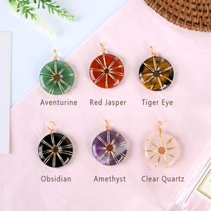 Wholesale Natural Healing Stone Crystal Jewelry Quartz Gemstone Carved Crystal Donut Pendants for Fashionable Accessories - Product Image 5