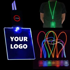 Badge lumineux publicitaire rechargeable USB pour décoration de mariage, néon LED, avec cordon, en acrylique, pour nom ou identification professionnelle - Product Image 1