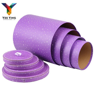 Boîte Cadeau de Rangement Violette, Boîte Circulaire en Papier, Décoration Souvenir Florale pour les Fêtes, Boîte d'Emballage de Rangement