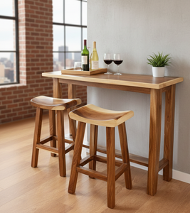 Tabouret de bar en bois de Suar durable avec courbes ergonomiques, grain riche et design réglable pour optimiser les espaces de bar à domicile, de salle à manger et commerciaux - Product Image 4