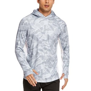 Venta al por mayor personalizado ventilado ligero Camo Tie Dye pesca hombre cuello redondo camisas pesca Sudadera con capucha con cremallera - Product Image 1