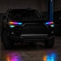 Projecteurs avant à LED RGB Quad avec animation de démarrage Demon Eye, DRL séquentiels et clignotants dynamiques pour Toyota 4Runner 2014-2024