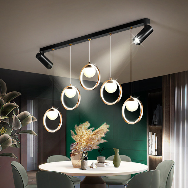 New Restaurant bar Counter LED Pendant Light with Multiple Simple Modern Heads with Spotlight Dining Long bar Pendant Light