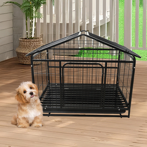 Nhiệm vụ nặng nề cường độ cao Cửa Đôi Chó kennel Crate ngoài trời lớn màu đen kim loại ráp con chó lồng - Product Image 3