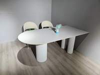 JS J8006 furnitur meja HDF baru, meja kopi bentuk awan ruang tamu putih Pusat Modular harga murah