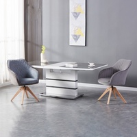 Table à manger rectangulaire au design moderne, élégante, avec base empilable, plateau en verre trempé marbré, table à manger extensible