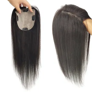 8*13cm 10" 12" 14" Topper Hair Piece with Bangs 100% Real Remy Human Hair Topper for Women with Thin Hair Natural Color