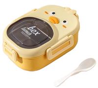 Boîte à lunch thermique portable en acier inoxydable 304 à double compartiment, à un seul niveau, compatible micro-ondes, scellée, avec un design mignon de dessin animé