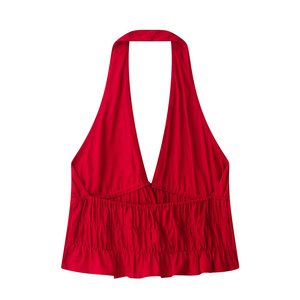 Conjunto de Top Halter de Lino Arrugado y Falda Midi Escalonada para Mujer 2026, Estilo Vintage para Vacaciones, Dos Piezas, OEM/ODM por Fábrica China - Product Image 3