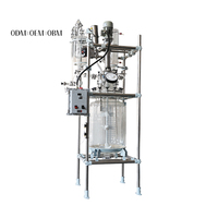 Bioréacteur chimique de laboratoire, réservoir d'agitation en verre borosilicate à double enveloppe, 5L-50L, cuve sous pression à double couche, moteur, pompe PLC