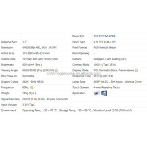 Pantalla LCD TFT TX14D203VM0BPA de 5.7 pulgadas con resolución de 640*480 y cadena de suministro confiable - Product Image 3