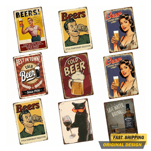Décoration Murale en Gros : Plaques Métalliques Premium 20x30 pour Vin et Bière, Affiches Décoratives, Cadeaux pour Bar, Cave à Hommes, Club, Artisanat en Fer Blanc - Product Image 3