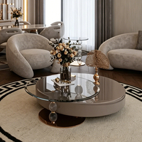 Ensemble de tables basses rondes de luxe en or, en acier inoxydable, design moderne, grand format pour salon, meubles de villa CT023