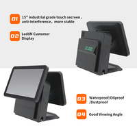Système de point de vente tout-en-un avec écran tactile double 15,6 pouces, Windows, Android, logo personnalisé, machine de caisse enregistreuse, station de vente au détail, double processeur