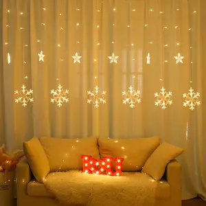 סיטונאי חג המולד LED אור וילון עם פתית שלג לבית, קישוטי מסיבת חג המולד חג המולד אור LED