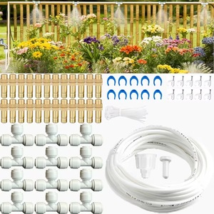 Système de refroidissement par micro-pulvérisation atomisante extérieur 10m avec kit de raccordement rapide en laiton pour l'irrigation et l'humidification des jardins et cours - Product Image 4