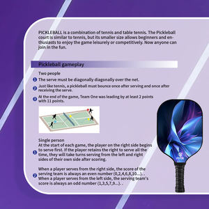 ชุดไม้พายพิกเกิลบอลแบบพกพาคุณภาพสูง แกนรังผึ้ง 2 ไม้ ทำจากไฟเบอร์กลาสทนทาน สินค้าขายดีจากโรงงานสำหรับความบันเทิง - Product Image 3