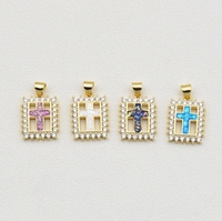 Collier vintage en cuivre zirconium plaqué or avec croix - Accessoire DIY - Chaîne de collier - Pendentif de petite taille style Indie