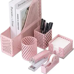 Juego de almacenamiento de documentos de escritorio, estante para documentos, soporte para Bloc de notas, taza para lápices, <span class=keywords><strong>grapadora</strong></span>, papelería para estudiantes escolares para niñas - Product Image 1