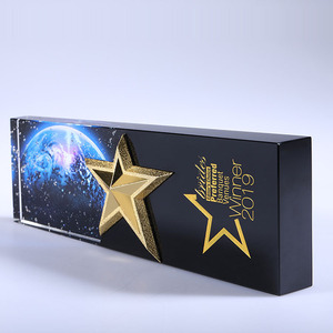 Crystal <b>Trophy</b> With Five Pointed Star Laser Engraved K9 White Crystal Business Gift Award <b>Plaque</b> - Product Image 2
