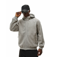 Sweat à capuche personnalisé avec logo OEM, coton et polyester, broderie 3D, deux poches latérales, fermeture éclair, style boxy, pour la vie quotidienne des hommes