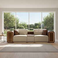Ensemble de canapés sectionnels modernes en cuir blanc sur mesure, rembourrage en éponge, design modulaire, emballage, salon, éclairage LED, canapé intelligent, villa