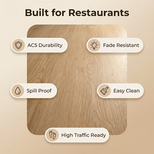 Revêtement de <span class=keywords><strong>sol</strong></span> <span class=keywords><strong>stratifié</strong></span> commercial à fort trafic avec classement AC5 et revêtement anti-décoloration pour les zones de restauration, les salles de bain et l'extérieur - Product Image 2