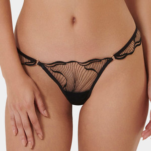 Intimo Sexy da <span class=keywords><strong>Donna</strong></span> Stile Francese Ultra-sottile Trasparente con Ricami in Pizzo e <span class=keywords><strong>Slip</strong></span> Erotici a Vita Bassa con Apertura in Cotone - Product Image 1