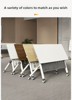 Table de formation pliable, ensemble table et chaises de conférence, bureau d'étude double multifonctionnel long et mobile