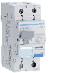 Interruttore Automatico Miniaturizzato Compatibile con Hager Rcbo 1P+N 40A Tipo A 30mA Curva C 4500A - Product Image 1