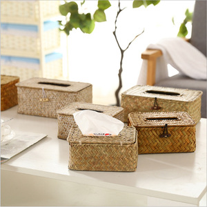 Handwoven <b>Tissue</b> Box Natural Straw Multipurpose Storage Box For Home Office Gift - Product Image 1