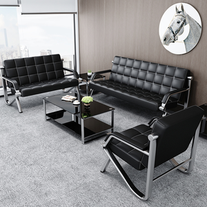 Canapé de salon moderne en cuir PU noir, chaise d'attente de bureau de direction, mobilier de bureau de luxe, canapé d'attente d'hôpital - Product Image 4