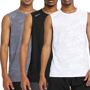 High Quality Round Neck Slim Fit Multiple Solid Colors Quick Dry <b>Singlet</b> Men Sport <b>Running</b> Vest Custom - Product Image 3