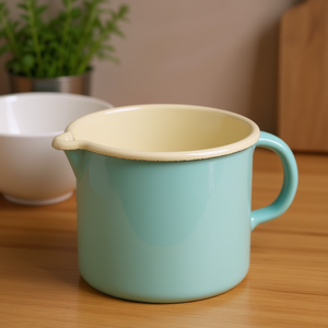 Olla para leche de 1.7 L y 14 cm, esmaltada en turquesa, con asa, para sopa y caldo - Product Image 3