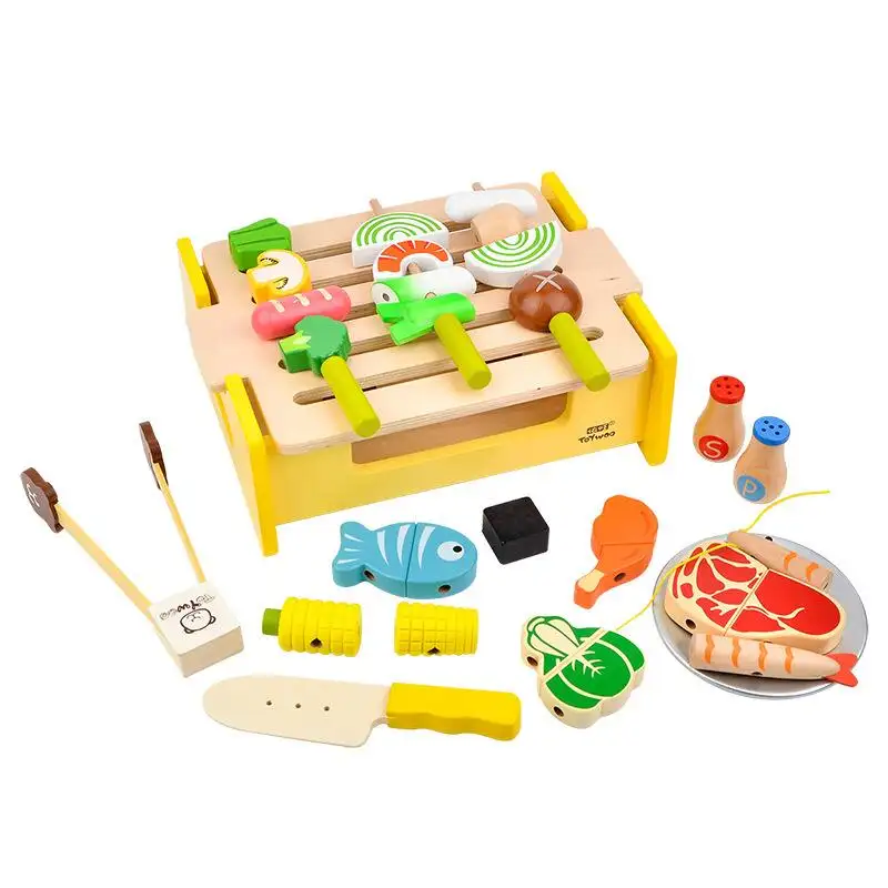 売れ筋ECOキッズプレイハウスおもちゃクッキングおもちゃバーベキューセット木製キッチンおもちゃ子供用