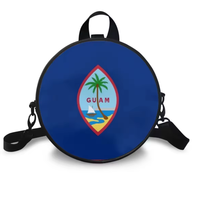 Sac à dos circulaire en cuir PU avec drapeau national du territoire de Guam, sac à bandoulière convertible pour femme, fermeture éclair personnalisée