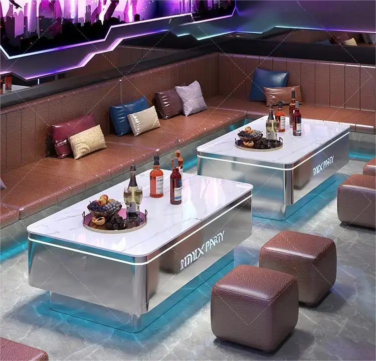 Keren Bar furnitur/Klub Malam/Ktv/Klub Malam/led Cube Table Hookah Lounge Sofa Set pusat meja