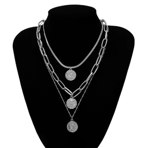 Shinin — collier Punk multi-rangs pour femmes, chaîne épaisse, vierge <span class=keywords><strong>marie</strong></span>, ras du cou, pièces de monnaie sculptées, pendentif, bijoux - Product Image 5