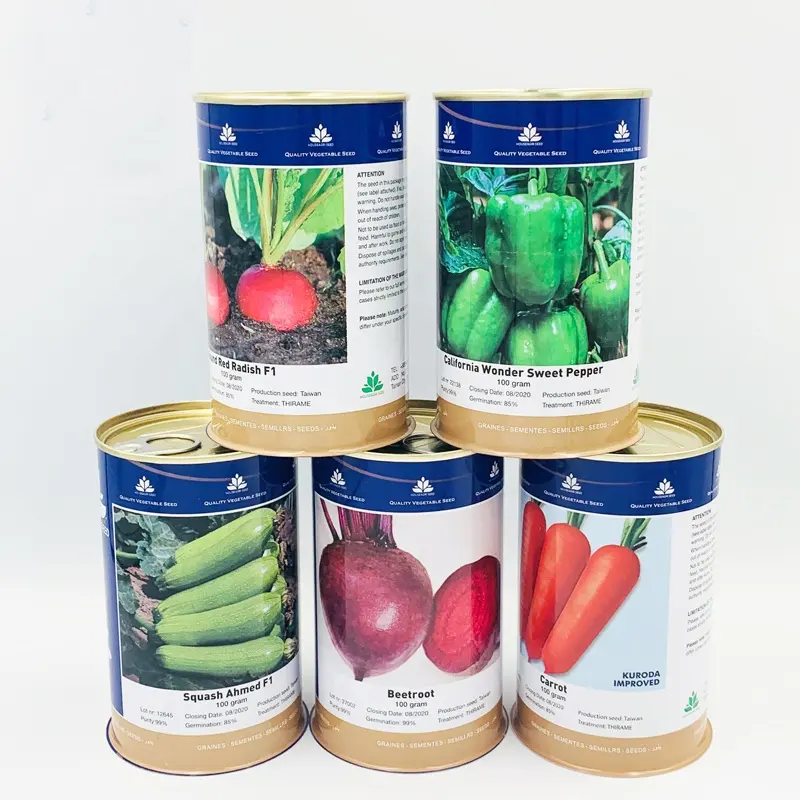 Tùy Chỉnh Kim Loại Lon Jar Với Dễ Dàng Để Mở Nắp Kín Vòng Cho Cà Rốt Zucchini Hạt Giống Rau Tinplate Bao Bì Nhà Sản Xuất