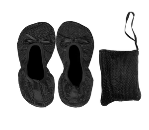 숙녀 접이식 여행 슬리퍼 블랙 스팽글 접는 발레리나 플랫 대형 포켓 경량 여름 신발 할인 인쇄 - Product Image 4