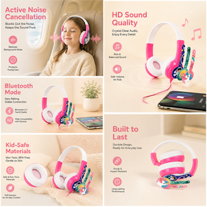 Casque Bluetooth pour enfants, suppression active du bruit, casque stéréo sans fil, son HiFi, sans BPA, pour la musique - Product Image 3