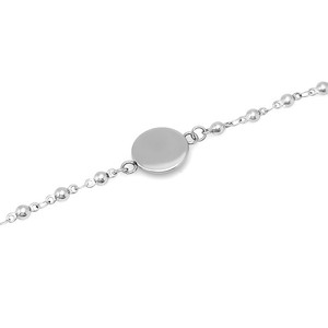 Stainless Steel <b>Beaded</b> <b>Bracelet</b> With Circle <b>Charm</b> And Heart Pendant Jewelry Findings - Product Image 3