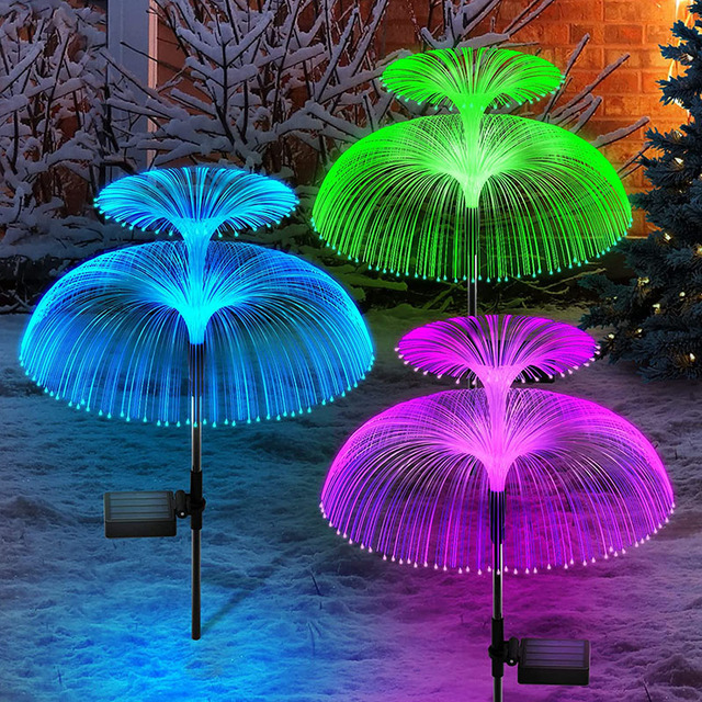 Solar RGB LED Garden Light Unique Double Head Jellyfish Design with Wider Coverage IP65 Rating for Decorative Lighting Yard Home